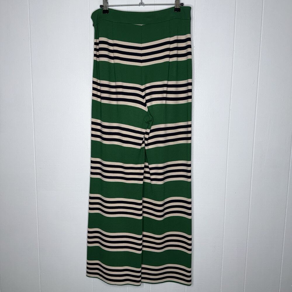 Pearl By Lela Rose Women’s Striped Green Trousers Wide Leg Size 8 - Picture 2 of 6
